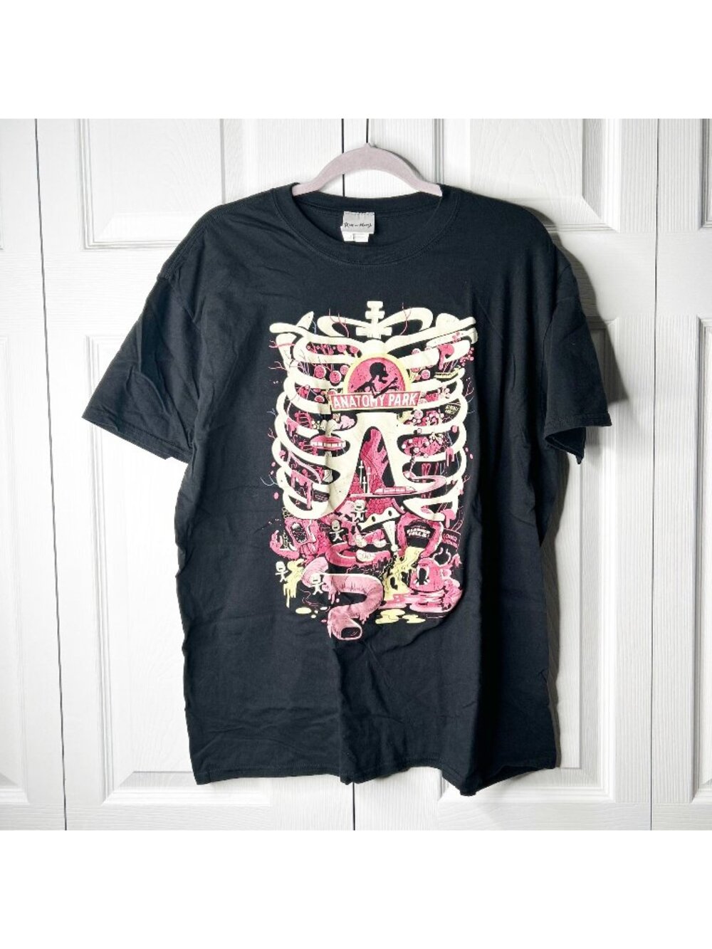 Rick & Morty Anatomy Park Black Graphic T-Shirt Men's Size X-Large XL